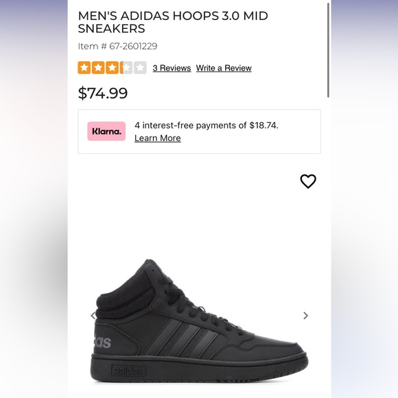 Men’s Adidas Hoop 3.0 Mid Sneakers - Black Size 9 - Picture 8 of 8